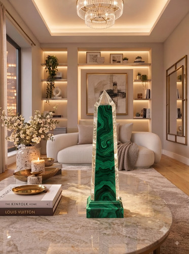 Antique malachite obelisk - antique,