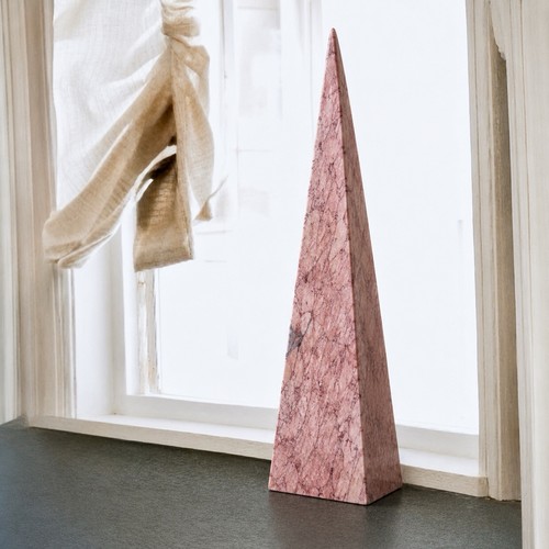 Tall pink marble obelisk - 16”,